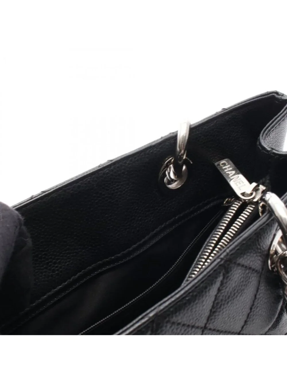 ★SOLD★ Chanel Tote Quilted Grand Shopping GST Black Caviar Leather Chain - Picture 8 of 12